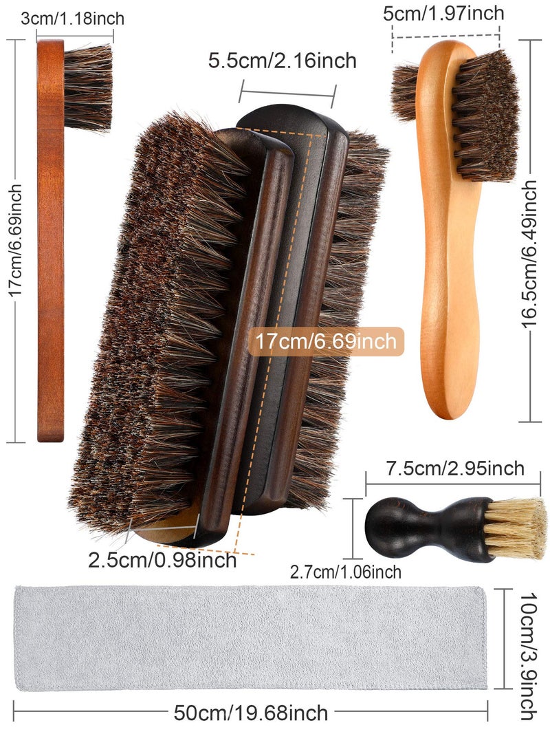 Youngjoy 6 Pieces Horsehair Shine Shoes Brush Kit Polish Dauber Applicators (B) - Image 2